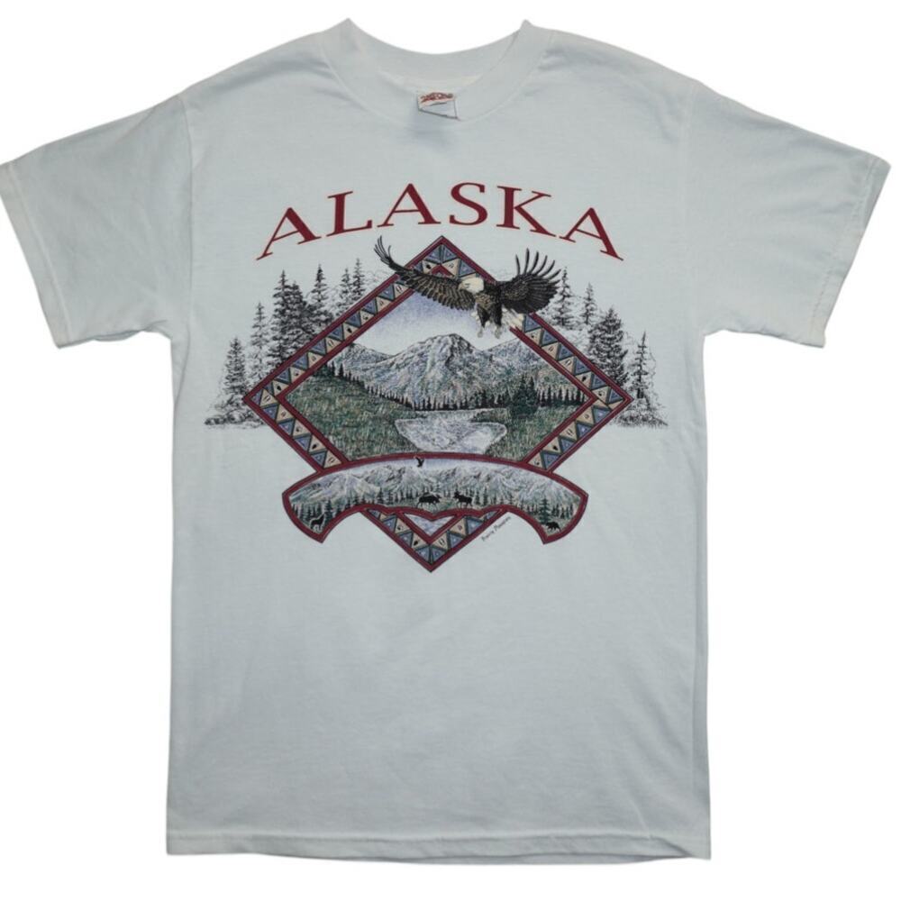 Vintage Alaska Wildlife Tee by Prairie Mountain – L – Bald Eagle & Nature Scene